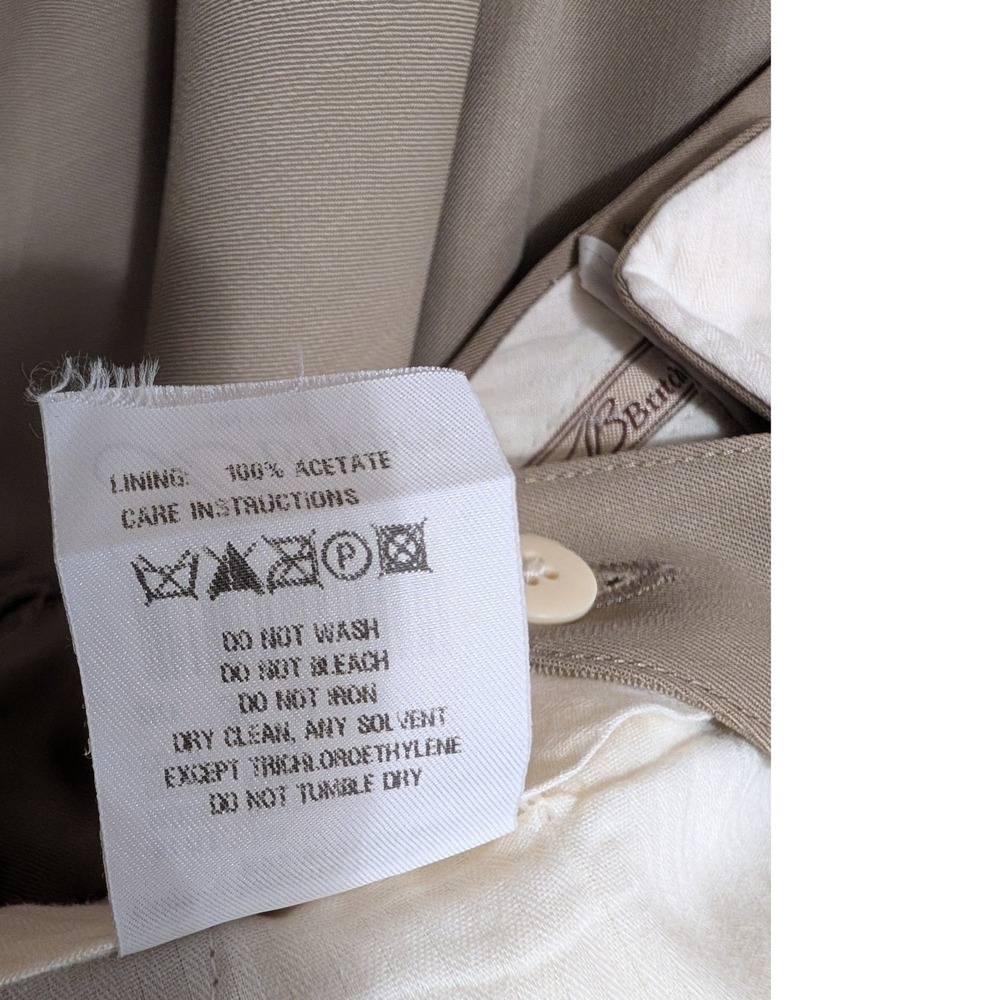 Britches Winston Pleated Dress Pants Mens 36R Khaki Worsted Wool Made in Italy - Picture 5 of 15